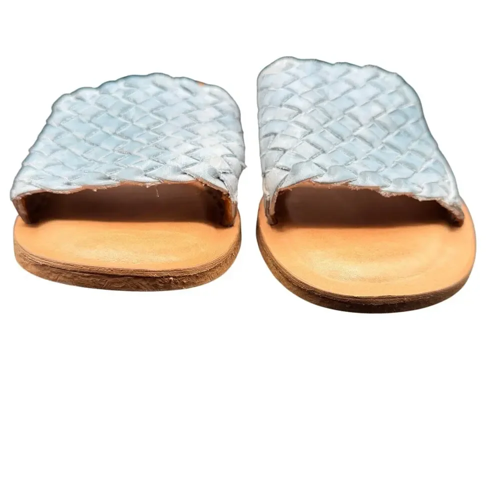 Söfft Woven Leather Slide Sandals Blue Women’s 8.5 EU 40 Low Heel